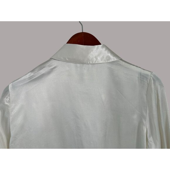 J.Crew Lady Shirt-jacket In Luster Crepe White gold Buttons Preppy Size XS - Picture 9 of 9